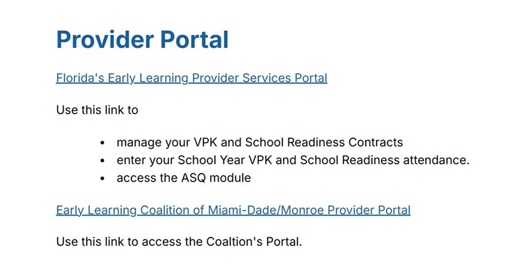ELC Provider Portal Florida Sign In